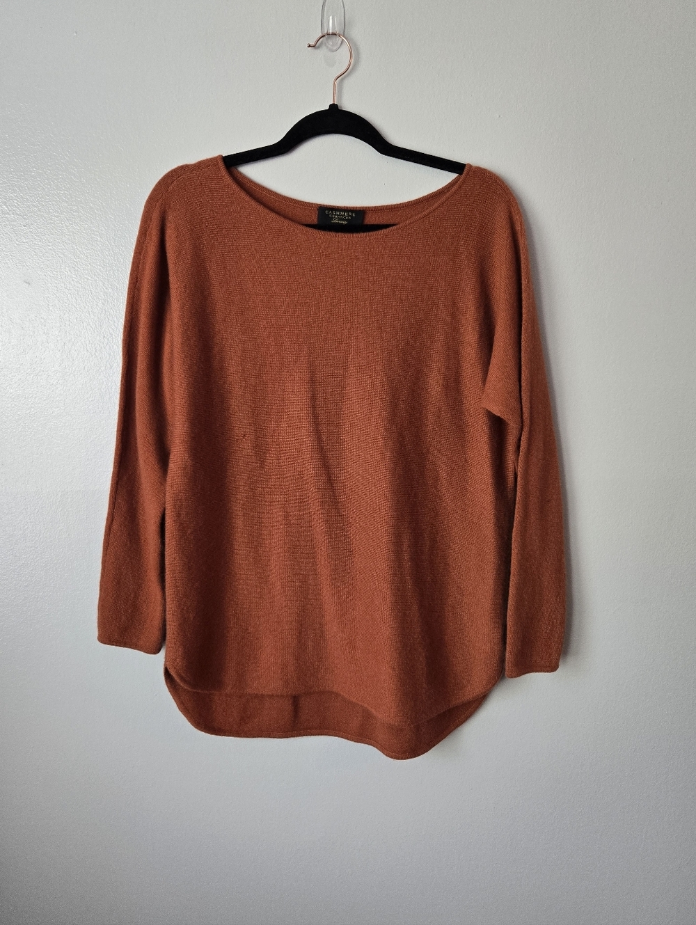 Charter Club 100% Cashmere Sweater Rust Orange Boat Neck Flawed SEE PHOTOS